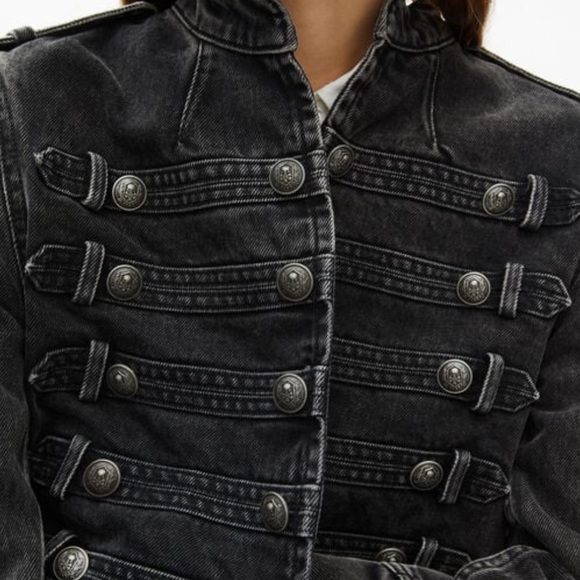 The Kooples GREY DENIM OFFICER-STYLE JACKET Size 1 aka S - Picture 4 of 16